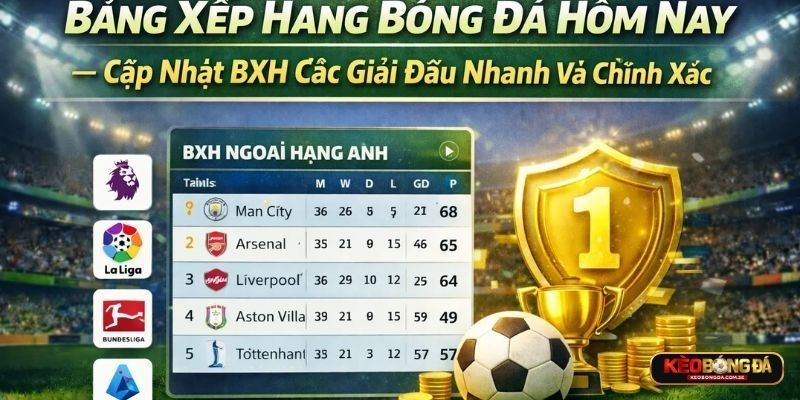 Cập nhật BXH bóng đá nhanh chóng